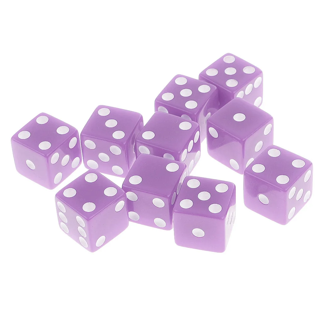 10x Plastic 6 Sided D6 Dice Dungeons & Dragon RPG Roleplay Game Dice Gift