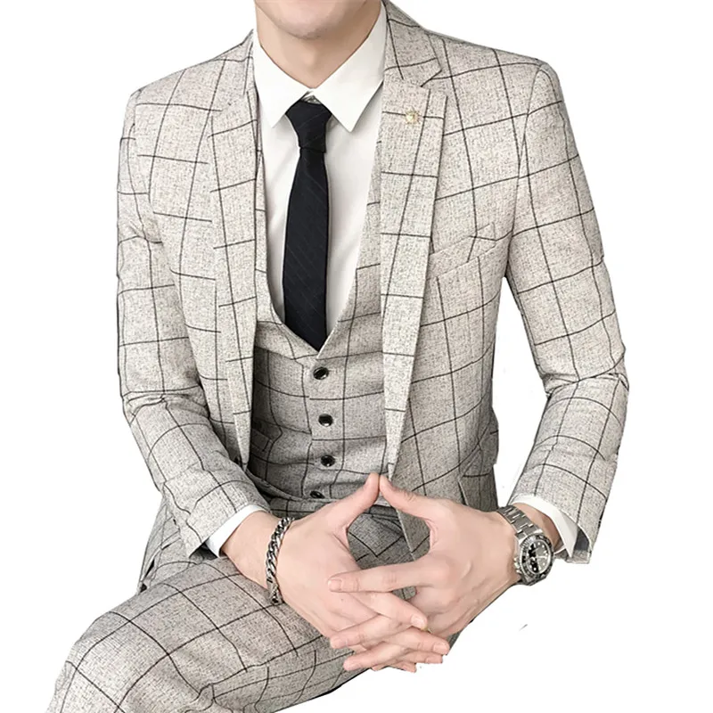

Men's Autumn Business British Style Slim Suit 3 Piece Set (Jacket + Vest + Pants) Party Best Man High-end Plus size 4XL suits
