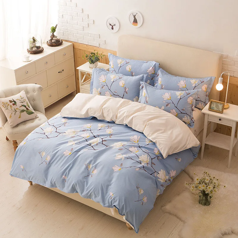 Пододеяльник из хлопка+ наволочка с цветочным принтом, покрывало для кровати для детей и взрослых, односпальная двуспальная кровать, спальная XF650-14