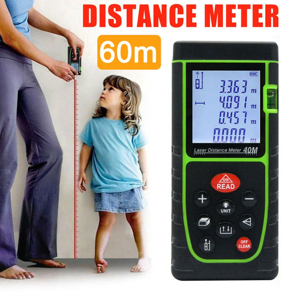 

Laser Distance Meter 60m 197FT Digital Measure Auto Level Range Finder Laser Measurement Measuring Laser Measure Laser