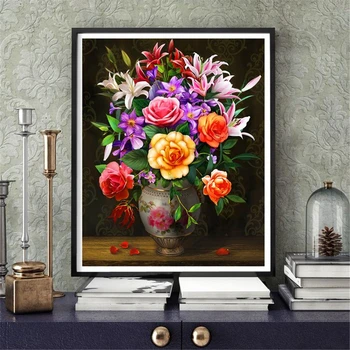 

Huacan 5D DIY Diamond Painting Flower Rose Full Drill Square Rhinestone Picture Diamond Mosaic Stitch Gift Handicraft Drop Ship