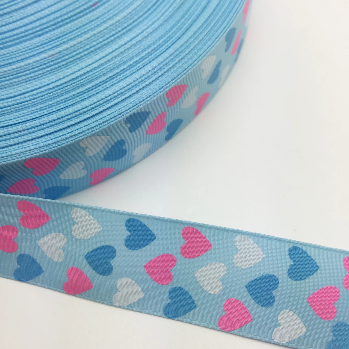 Sky Blue DIY 5 ярдов 1 ''25 мм Персиковое сердце печатные корсажная лента для волос лук для шитья - Цвет: Sky Blue