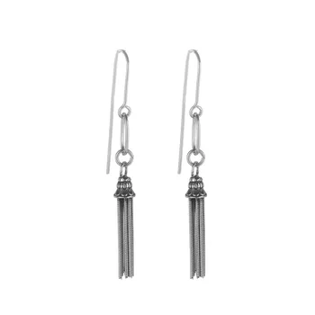 

FUN-BEAUTY s925 Sterling Silver Jewelry Short Tassel Chain Earrings Vintage Thai Silver Earrings Personalized Accessories