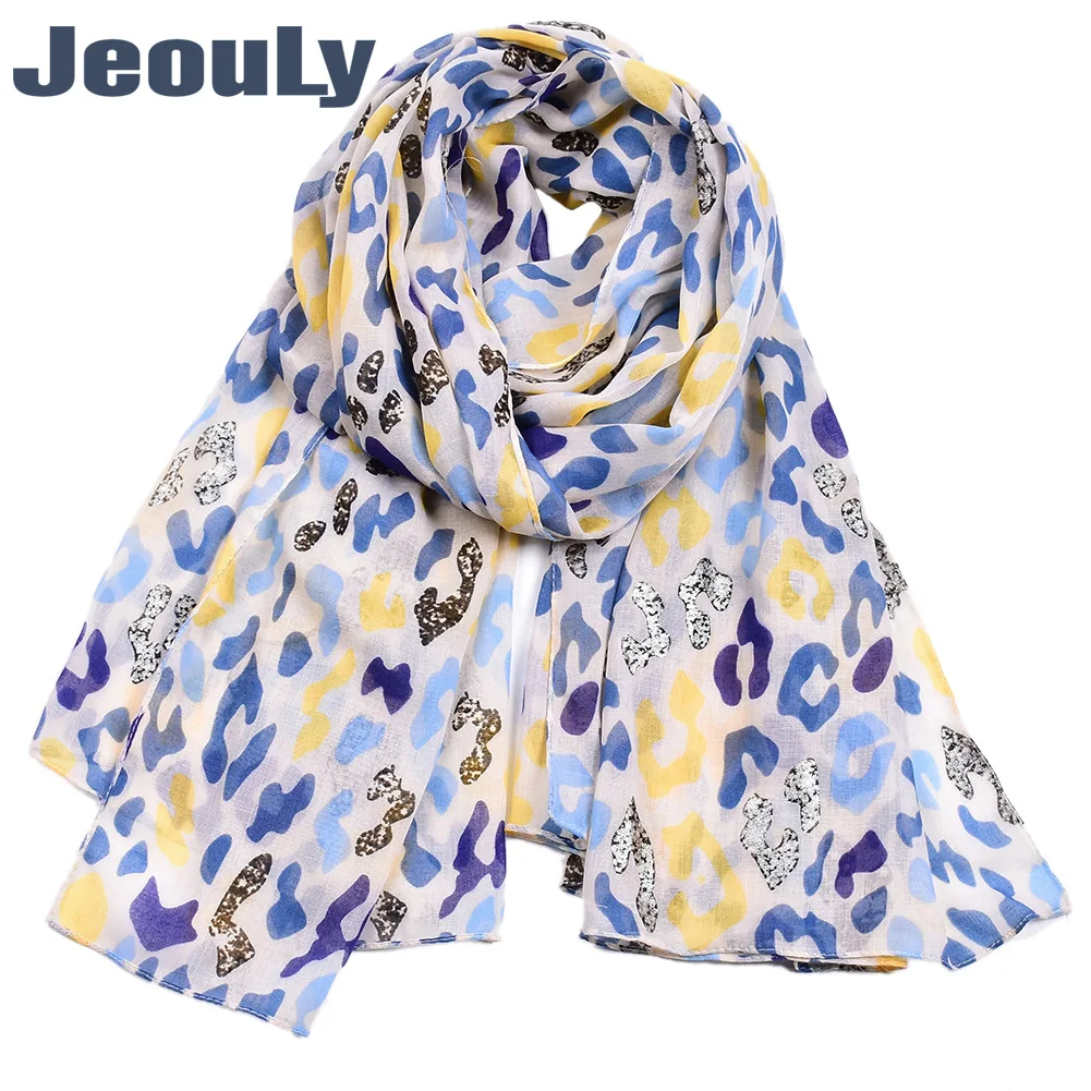 

2019 Spring And Autumn New Style Women's's Glitter Scarf Bronze Leopord Pattern Printed Scarf