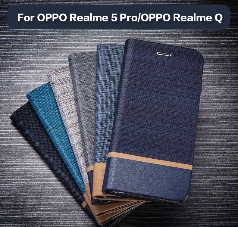 Чехол кошелек из искусственной кожи для OPPO Realme 5 Pro деловой чехол телефона Q Book