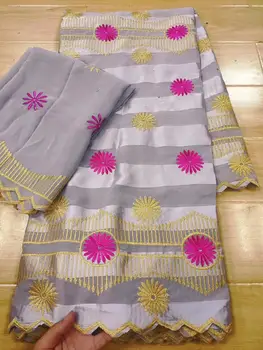 

5+2 Yards Design African Lace Fabric 2020 High Quality Gray Silk Cloth Lace Fabric Nigerian Swiss Voile Lace In Switzerland FS-1
