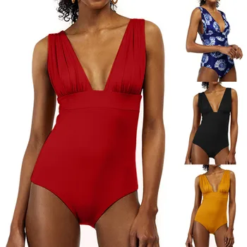 

2019 High Quality Women's Padded Push up Jumpsuit Tummy Control Bathing Suit Deep-V Female Intimates Brazillian Lady Underwear