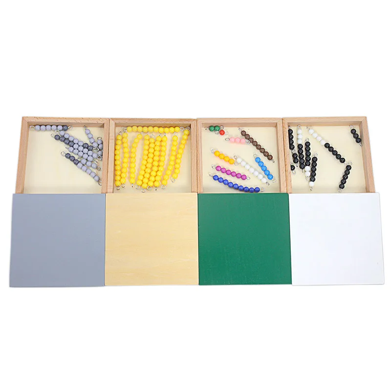Montessori Mathematics Toy Subtraction Snake Game 4Pcs Wooden Box Colored Counting Beads 1-10 Math Toys for Student Educational