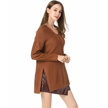 

Fast selling hot selling twist pullover 2019 Autumn and winter new v-neck sweater blouse in solid color