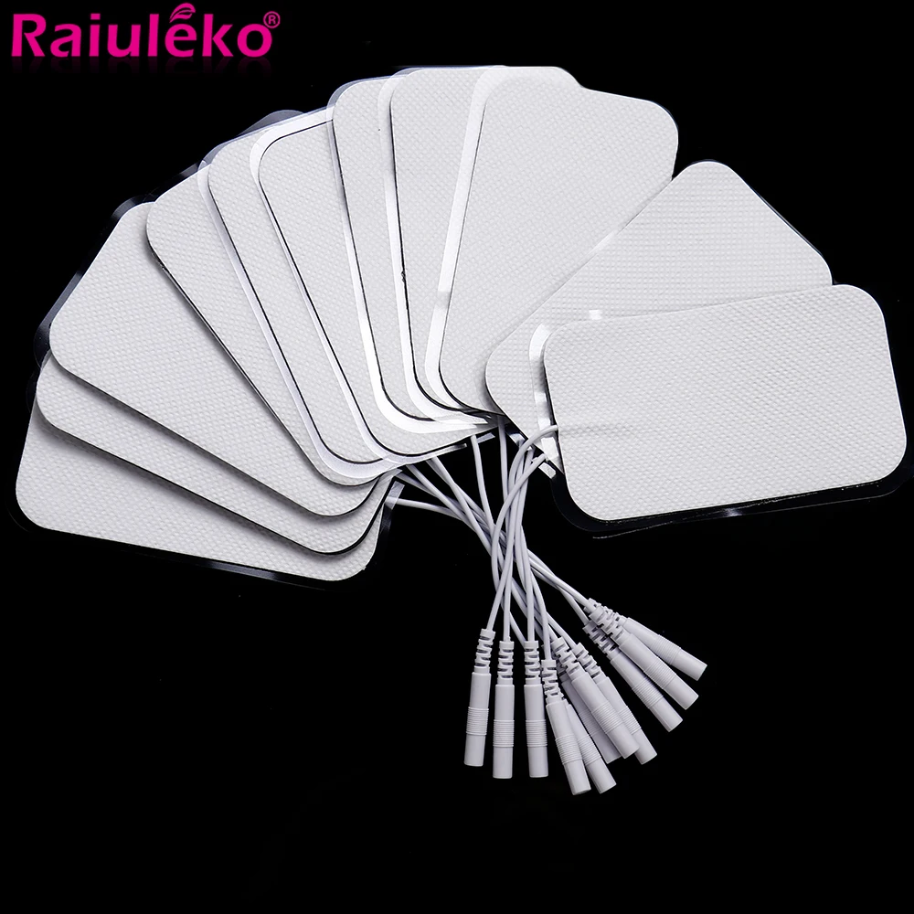 100/20Pcs 5X9Cm Elettrodi Stimolatore Nervoso Gel Di Silicone Decine Elettrodi Terapia Digitale Macchina Massaggio Adesivo Spina 2Mm