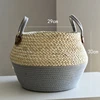 Zerolife-Seaweed Wicker Basket with Handle, Rattan Hanging Flower Pot, Dirty Clothes Storage, Children's Toy Sorting, 3 Size 5