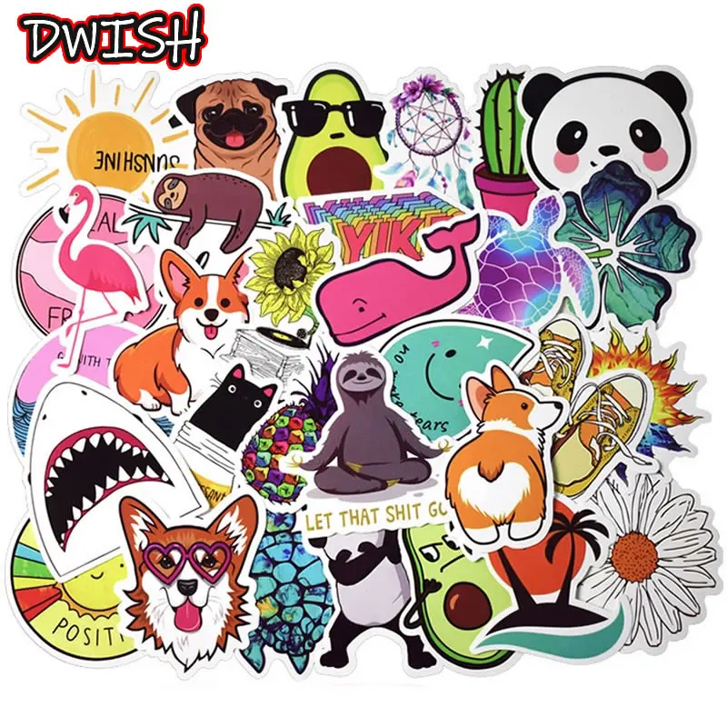 10/30/50 водонепроницаемые ПВХ Vsco Girls Kawaii Animal Stickers чемодан для скейтборда гитара