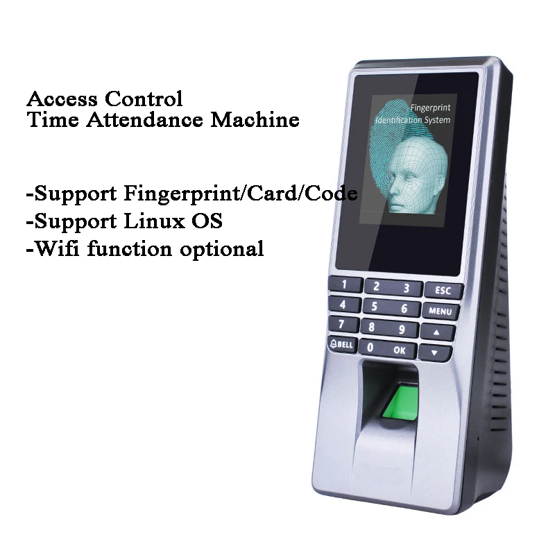Fingerprint Code ID Card Employee Acess control time attendance DC 12V USB WIFI TCP/IP Linux Doorbell Alarm Door/Gate opener