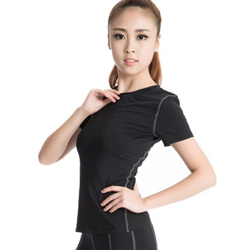 Customize Summer Quick Dry Running Shirts Women Sports Gym Fitness Elastic T-shirt Workout Training Rashguard Yoga Tops