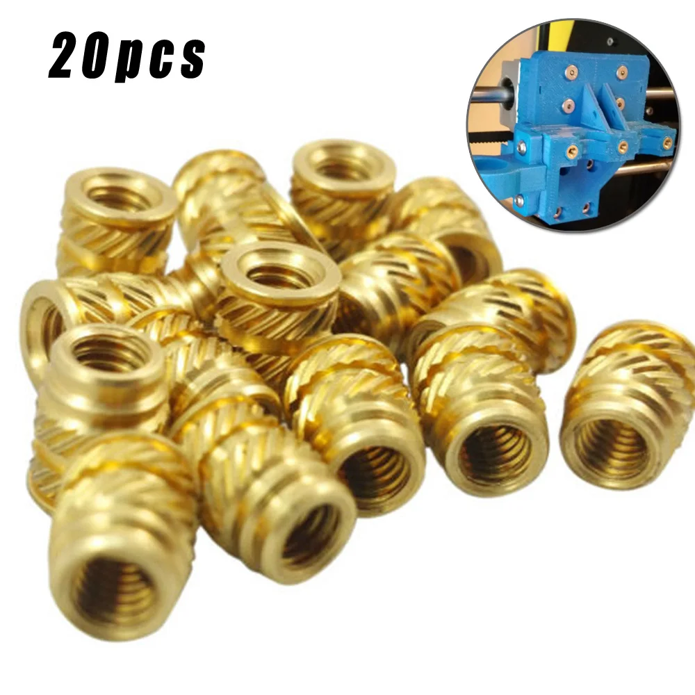 

20pcs/set Heat-Set Screws M3 3mm M3-0.5 Brass Threaded Metal Thermosetting Screw Insert 3D Print Long Practical