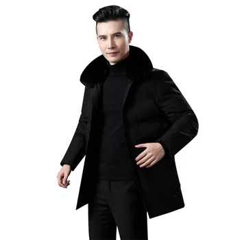 

Color: Gray Black 2020 Winter New Men's Cotton Jacket Men's Thickened Detachable Fur Collar Jacket More Size XL-5XL