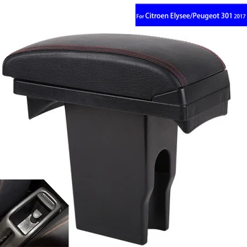 

Leather Car Center Console Armrest Storage Box for Peugeot 301 2008 / Citroen C3-XR Elysee 2016 2017 2018 Armrests with USB