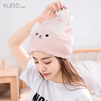 

Creative Cartoon Hair Drying Towel Coral Velvet Water-Absorbing Dry Cap Head Bow zhang er mao Dry Hair Cap