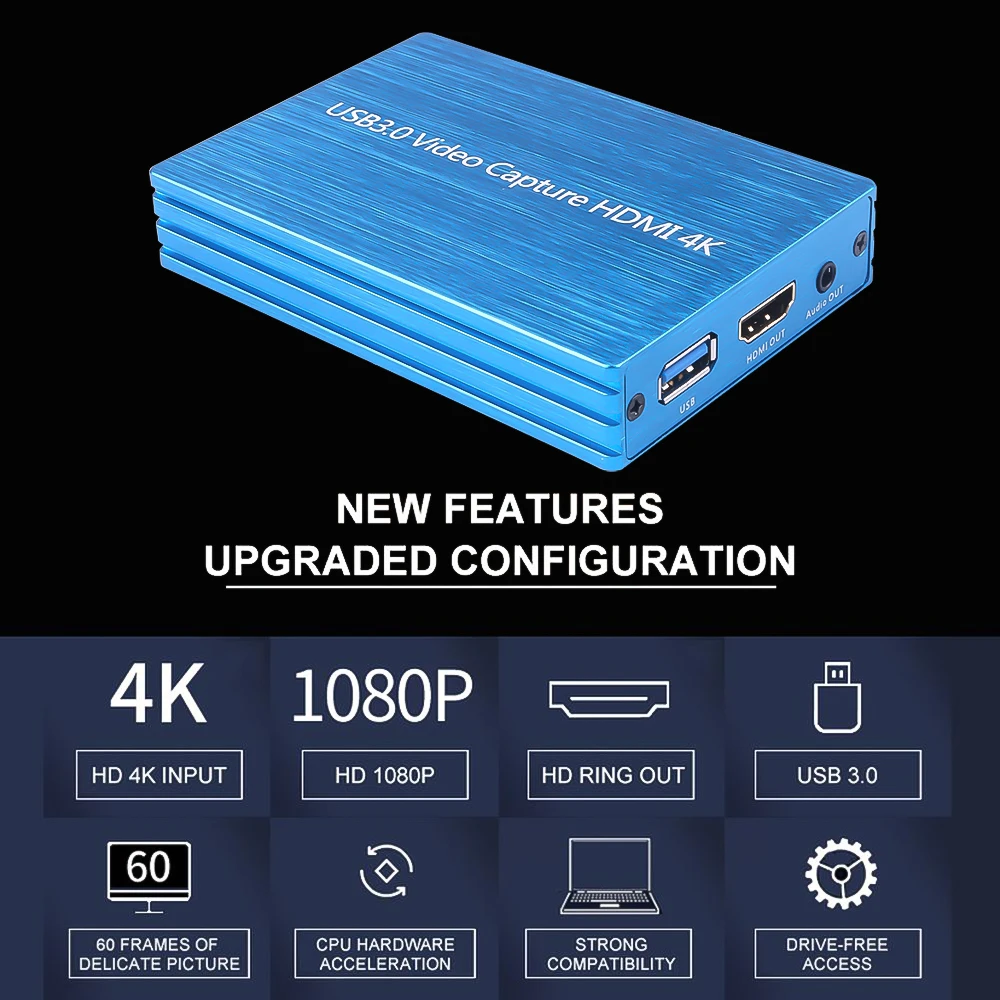 4K 1080P USB 3 0 карта видеозахвата HDMI порт подключения типа c: совместим для OBS захвата