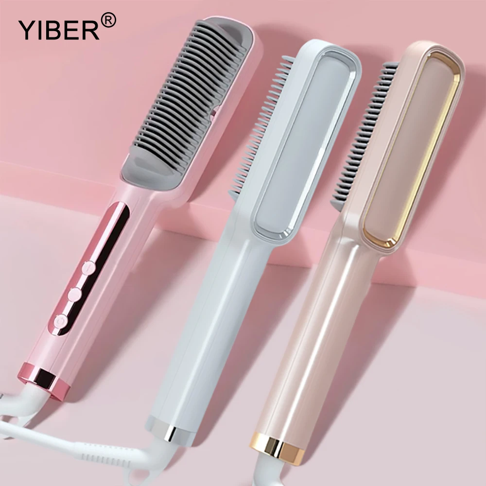 

Hot Comb Hair Straightener Electric Hair Straightening Brush Anti-scalding Hair Comb Fast Heated Comb Ceramic Women Curling Iron
