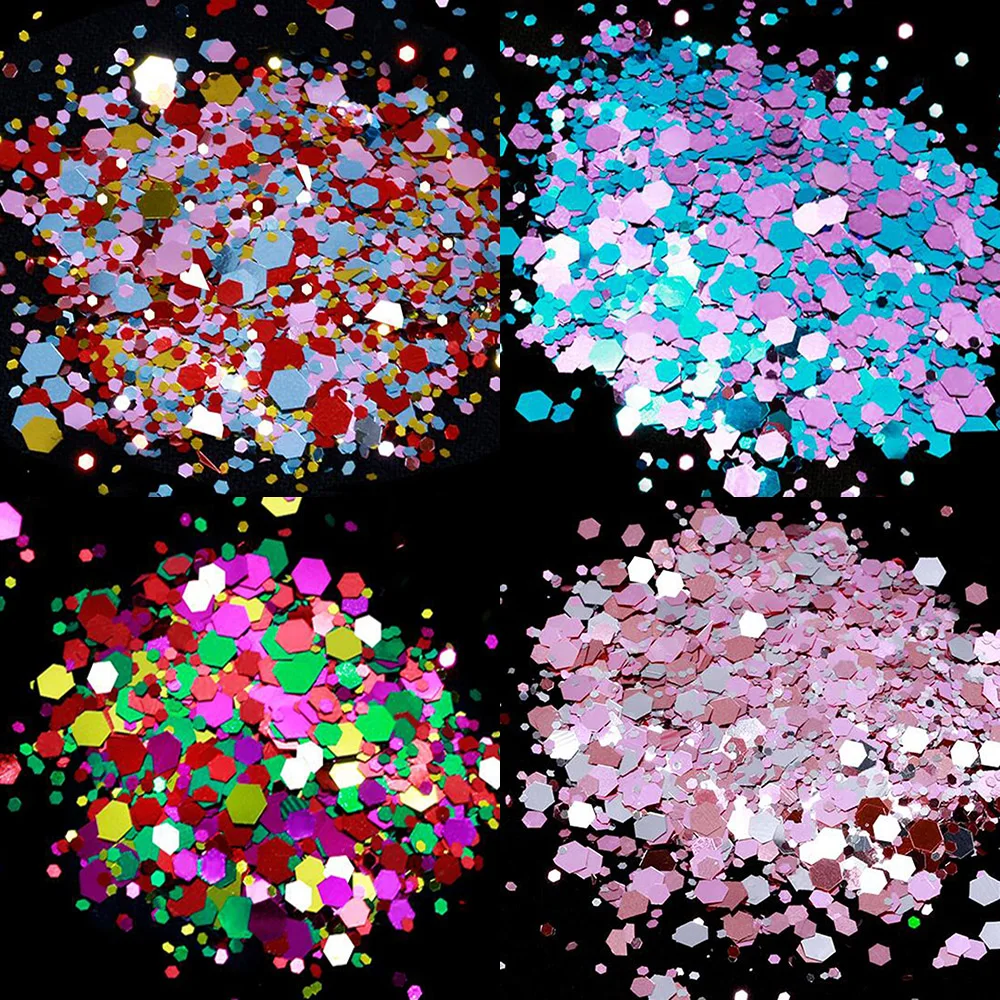 

50g/Pack Nail Glitter Sequins Flakes DIY Hexagon Sparkly Colorful Ultra-thin Spangles Manicure Nails Art Decorations Sequins