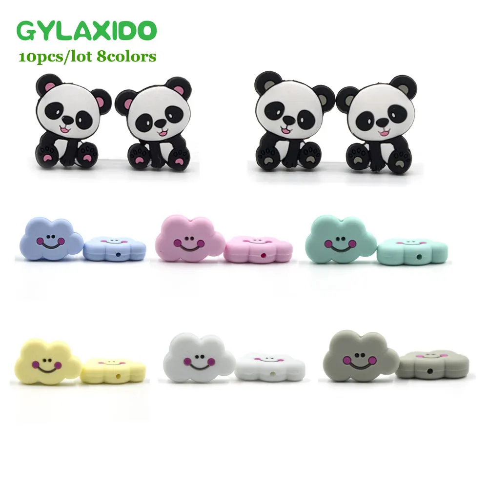 GYLAXIDO 10 шт. Панда Силиконовые бусины для изготовления ювелирных изделий может Perle Siliconen Kralen BeadsDIY ожерелье кулон Прорезыватели для зубов