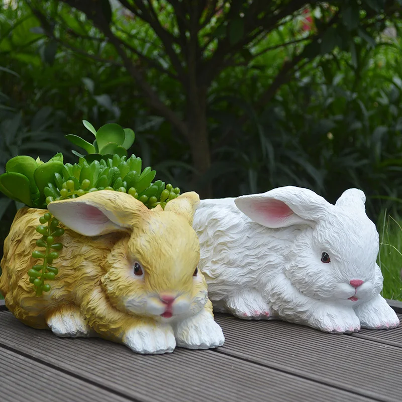 

Pastoral Creative Resin Rabbit Large-caliber Succulents Flower Pot Decoration Cute Garden Home Decorat Ornaments