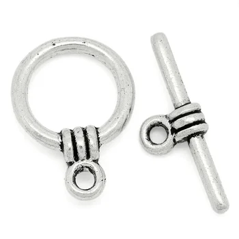 

DoreenBeads 40Sets Tibetan silver color Toggle Clasps Ring 11*15mm (B00369)