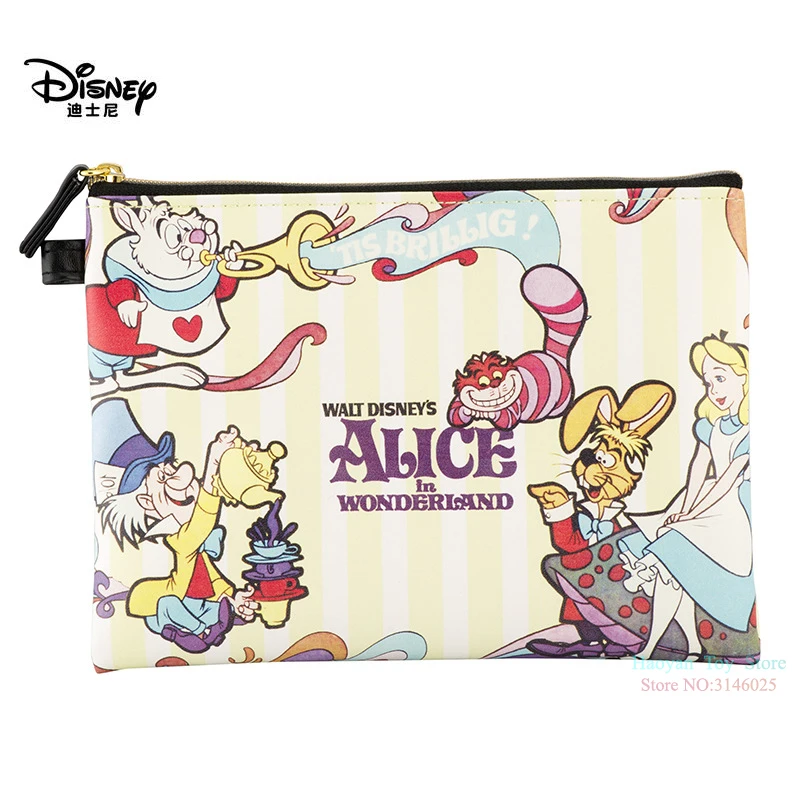 Genuine Disney Alice's Adventures in Wonderland 3pcs/set New Multi-function Wallet Purse Bags Fashion Girls Bags Baby Care Bags Female Pink Cute Luxury Makeup Bag Flower