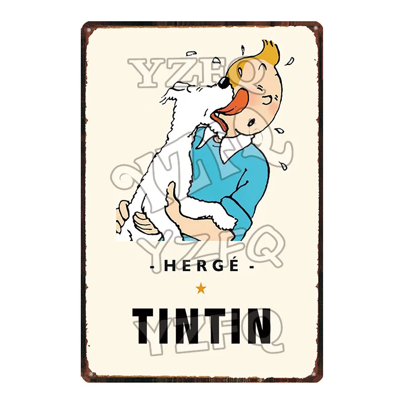 DU-5348 Tintin мультфильм жестяная вывеска металлическая тарелка потертый шик железная живопись детская комната настенный бар домашнее искусство Ремесло Декор 30X20 см DU-5349A - Цвет: DU-5348