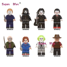 Один ужас тема серии Хеллоуина ребенка играть Beeteljuice котелок Черная пятница Джейсон, Фредди Хоккейная маска строительные блоки игрушки