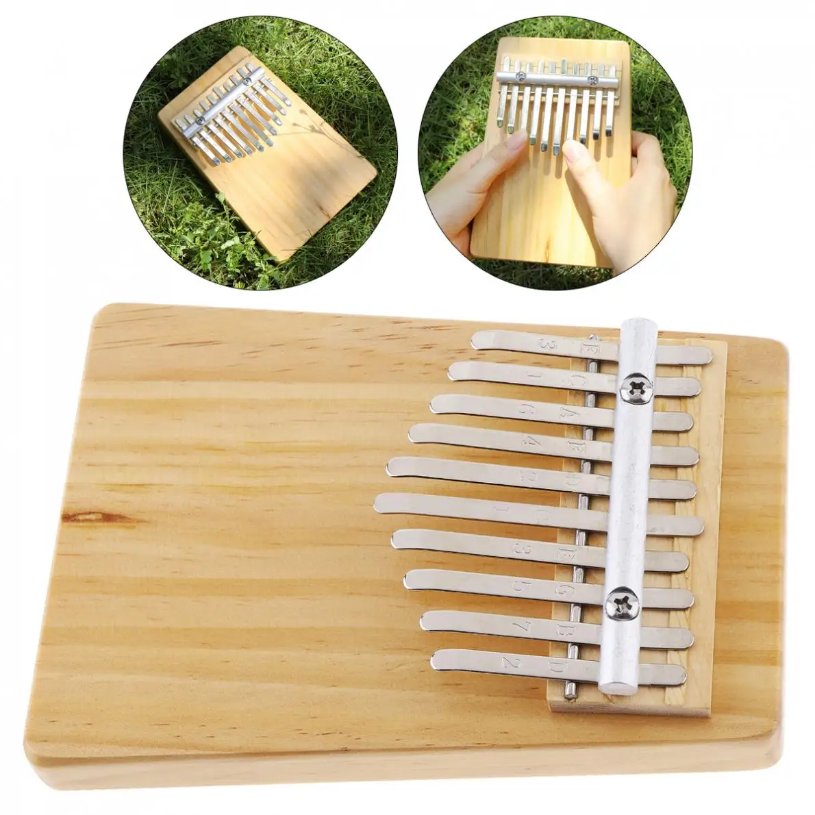 

10 Key Kalimba Solid Wood Thumb Piano Mbira Mini Keyboard Instrument with Tone Sticker