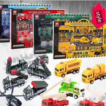 

Agnicy Children's Toy Car Large Pull Back Simulation Car Fire Engineering Vehicle Suit for Boy Gift