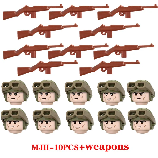 WW2 Military Weapons Accessories Building Blocks WW2 Military US Airborne Division 101st soldier Helmet Bricks Toys For Children 4-MJH