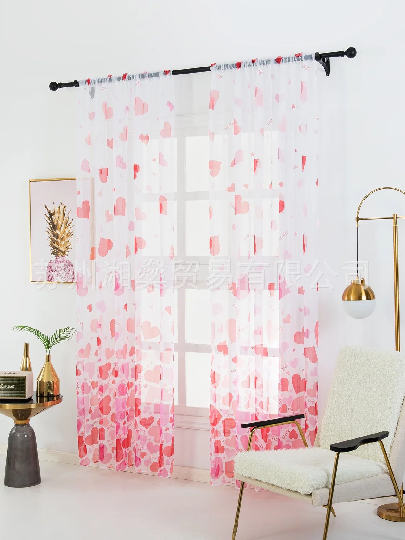 Multi-color Heart Printed Window Screening Cross Border Platform Hot Sales Product Manufacturers Direct Selling