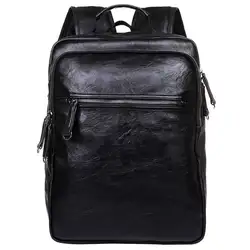 Мужской кожаный рюкзак для путешествий школьный рюкзак мужской s ноутбук деловой рюкзак сумка на плечо черный