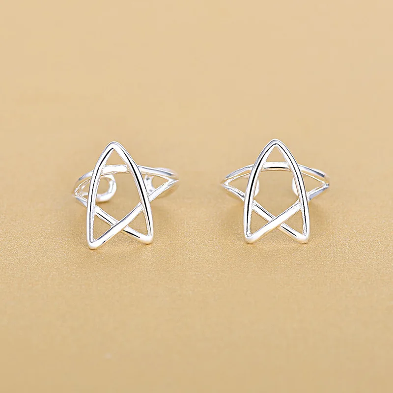 Fashion-925-Sterling-Silver-Hollow-Star-Clip-Earrings-On-Ear-For-Women-Silver-Jewelry-Earrings