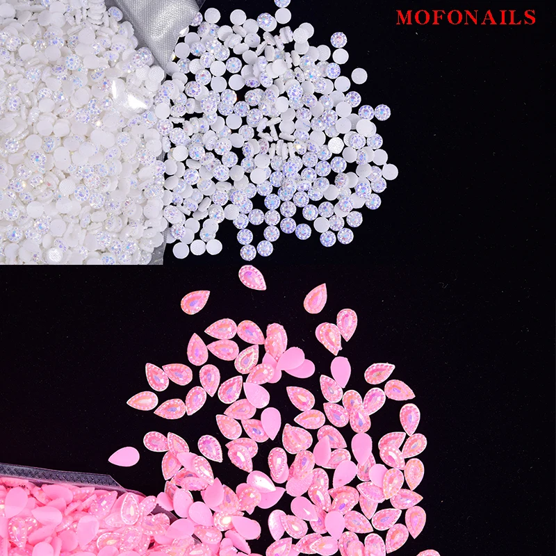 

1000pc/bag Nail Rhinestone Strass Flat-Back White Blue Pink 3D Nail Crystal Strass Nail Tips Glitter Accessory Decoration Strass