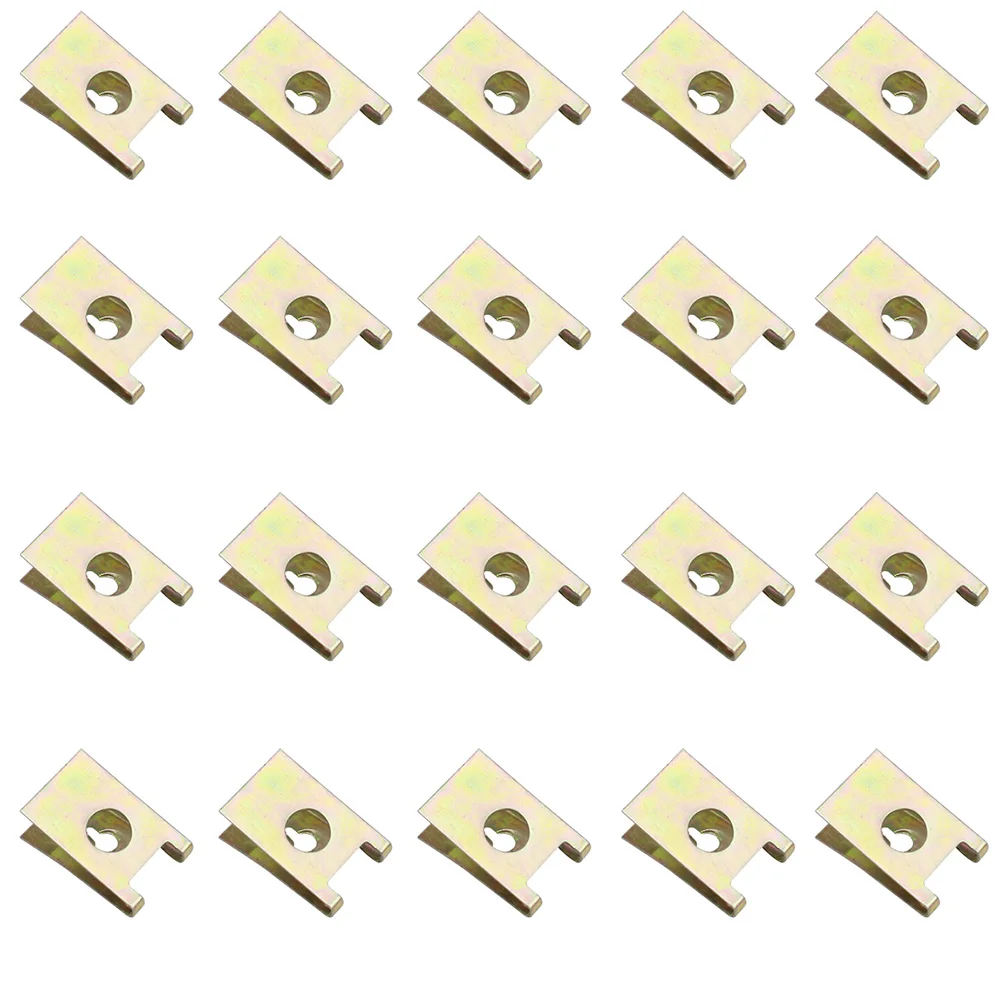 

LARBLL 20PCS Fastener Clips Screw Base U Type Nut Mounting Fastener Clips Automobile Engine Fender Bumper Guard Plate Clamp 3mm