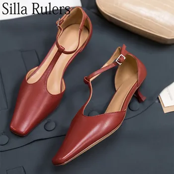 

2020 New Retro Style Square Toe Mary Janes Roma Shoes Woman Cat Heels T Strap Hollow Out Dress Shoes Ladies Party Shoes Mujer