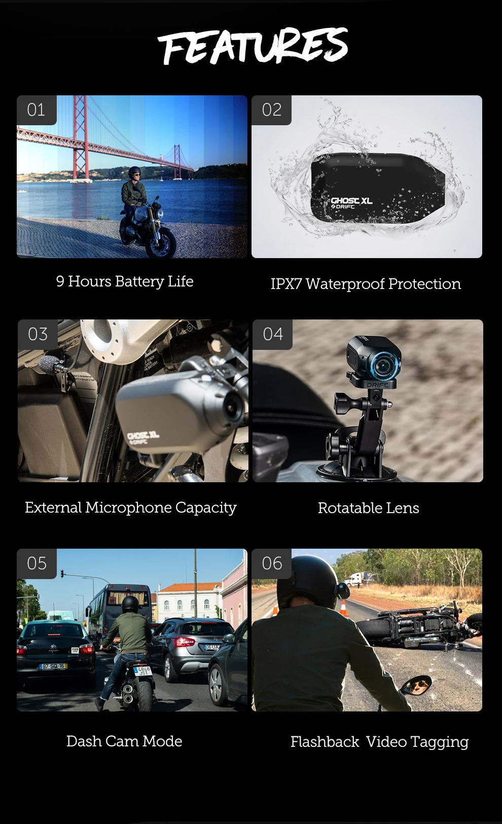 Drift Ghost XL IPX7 Waterproof Action Camera Sport 1080P WiFi Helmet Video