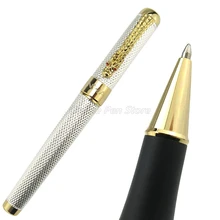 Jinhao – stylo à bille avec attache Dragon, 1200mm, finition dorée, canon en maille métallique et argentée, papeterie professionnelle de bureau, 0.7