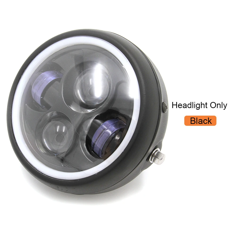 Headlight Only 6,5 светодиодный головной светильник для мотоцикла, дневной ходовой светильник, кронштейн для фары, кольцо для гриля и ангела, Hi& Lo луч для кафе, гонщика, поплавок, скрембля - Цвет: Headlight Only