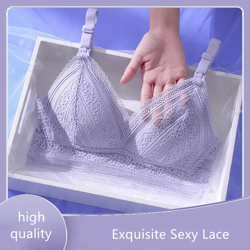 Nursing Bra Ladies Bra Women Bra Full Cup Bra Maternity Plus Size Postpartum Sexy French Lace Breastfeeding Underwear Modal Cup