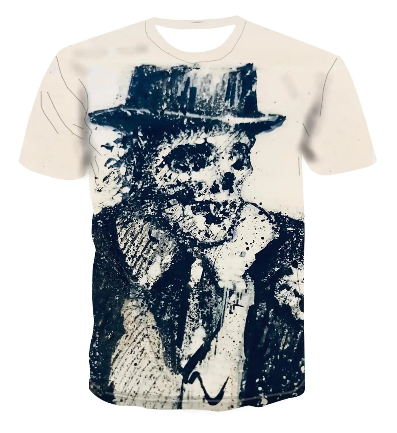 

New hot 3D T-shirt personalized color Skull / creative art design cartoon summer short sleeve fashionable all-around Fashion Top