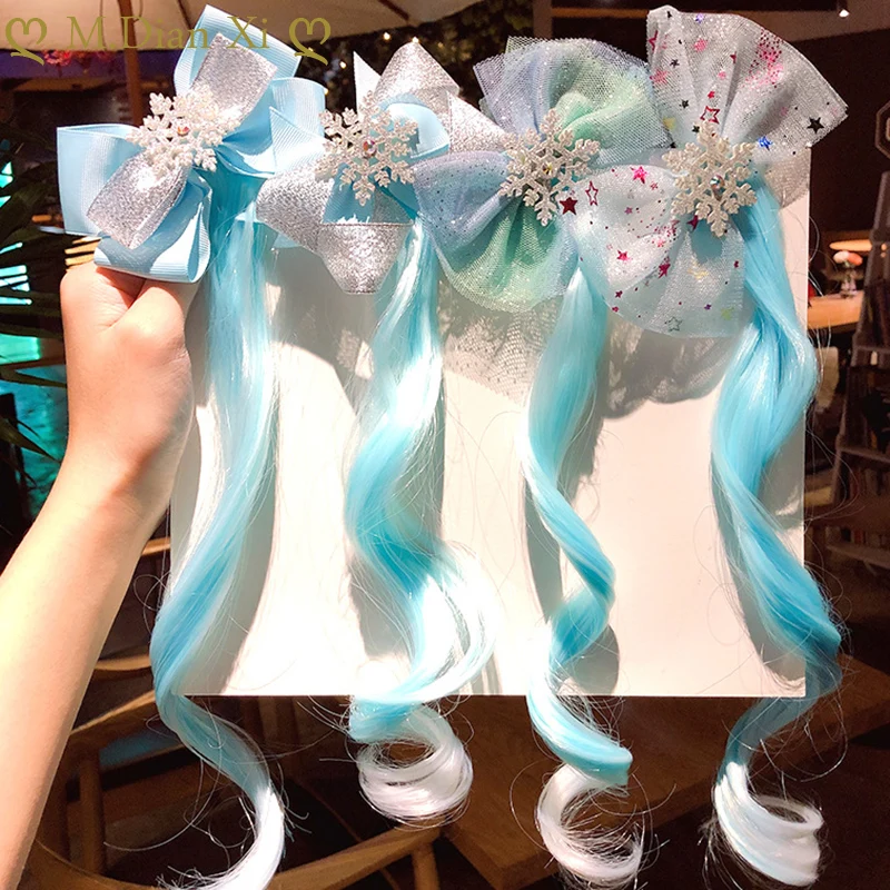 Las chicas lindas horquilla niño horquilla de pelo ondulada Simple pasador congelados de accesorios de cabello cable peluca infantil cuerda pelo desgaste de la cabeza