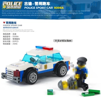 

GUDI City Series City Police Sport Car Educational Building Brick 83Ps Plastic Toys Man Cops Vehicle Diy Assembled Model 9308A