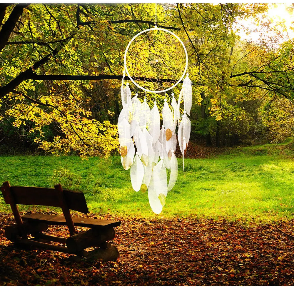 MS6009 New Style bai e mao Colorful Lights Dreamcatcher Pendant Dreamer Home Crafts Car Mounted Feather-Style