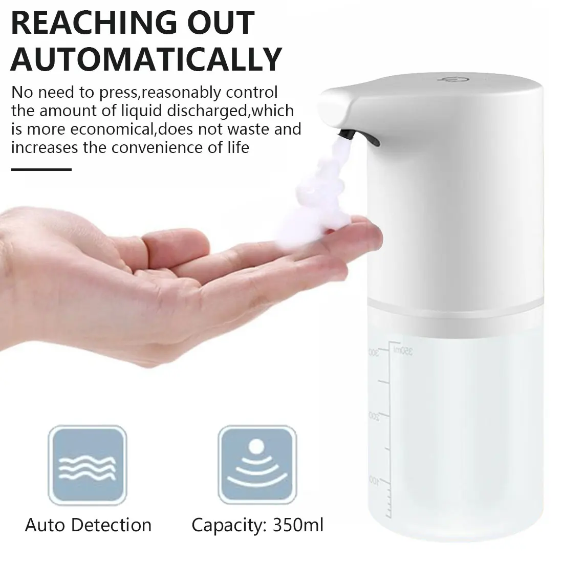 

Automatic Induction Foam Hand Washer, Intelligent Free Press Electric Soap Dispenser, Rechargeable Foam Machine 350ml