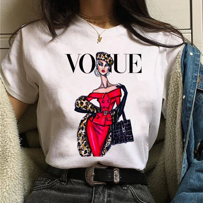 white-A314-2 Женская рубашка Vogue Принцесса печать футболка Мода 90s Harajuku с коротким рукавом Футболка ulzzang девушка уличное платье рубашка футболка - Цвет: white-A314-2